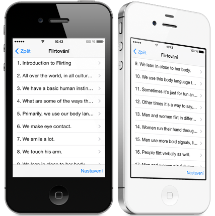 Sváděj anglicky na iPhone - seznam vět