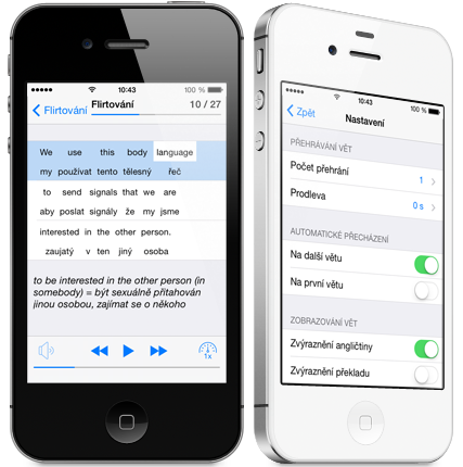 Sváděj anglicky na iPhone - věta a nastavení