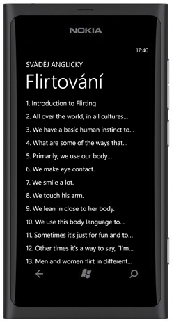 Sváděj anglicky na smartphonu s Windows Phone - seznam vět